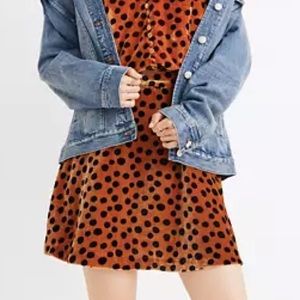 Madewell Velvet Circle Mini Skirt in Leopard Dot Size 6